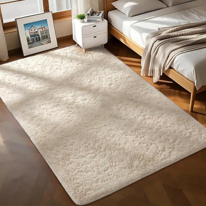Ophanie 7x9 Area Rugs, Upgrade Non-Slip Fluffy Soft Rugs for Living Room, Large Shag Ivory Fuzzy Plush Rug, Shaggy Big Carpets for Bedroom, Kids Boys Girls Dorm Nursery Home Decor Aesthetic