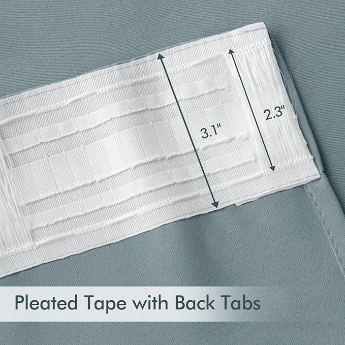 MIULEE Slate Blue Back Tab Blackout Curtains 102 Inch Long 2 Panels Set for Bedroom, Rod Pocket/Pinch Pleated Thermal Insulated Living Room Darkening Light Blocking Floor to Ceiling Drapes