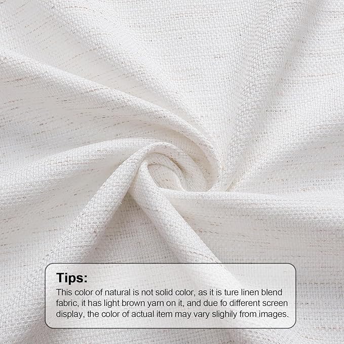 OWENIE Bob Valance Curtains 18 Inch Length 1 Piece, Faux Linen Slub Solid Natural Kitchen Valance for Bedroom Living Room, Farmhouse Soft Airy Rod Pocket Small Window Curtain, Each 60Wx18L Inch