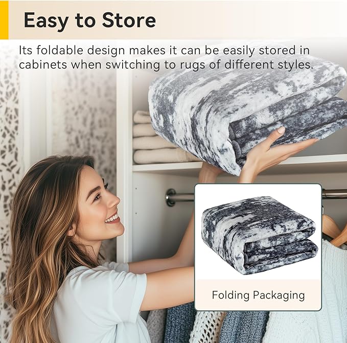 Washable Area Rugs 4'x6' Non-Slip Modern Abstract Soft for Living Room Entryway Bedroom Nursery, Print Pattern, Black Navy Blue Gray
