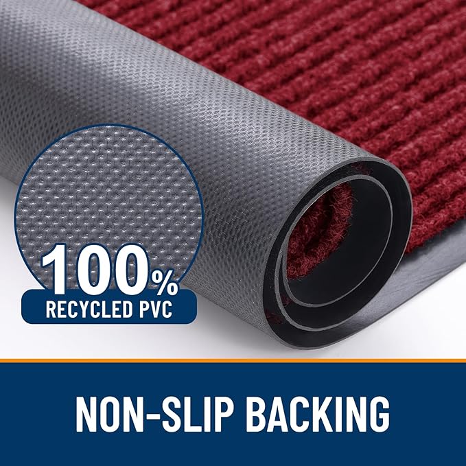 OLANLY Front Door Mat Indoor Outdoor Entrance, 2-Pack 71 x 23 Inch, Waterproof Heavy Duty Doormat, Fade Resistant, Low Profile, Easy Clean Patio Porch Welcome Floor Mats for Entry, Wine Red