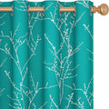Deconovo Blackout Curtains, Thermal Insulated Soundproof Drapes with Tree Foil Print, 52 x 108 Inch, Set of 2, Machine Washable Window Curtain for Bedroom Living Room Nursery Kitchen Office, Turquoise