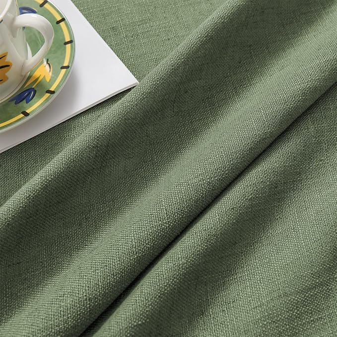 Joydeco Linen Curtains 72 Inch Length 2 Panel Sets,Light Filtering Curtains for Bedroom 52 Inch Wide Living Room Drapes with Back Tabs & Rod Pockets (W52 x L72 Inch, Loden)