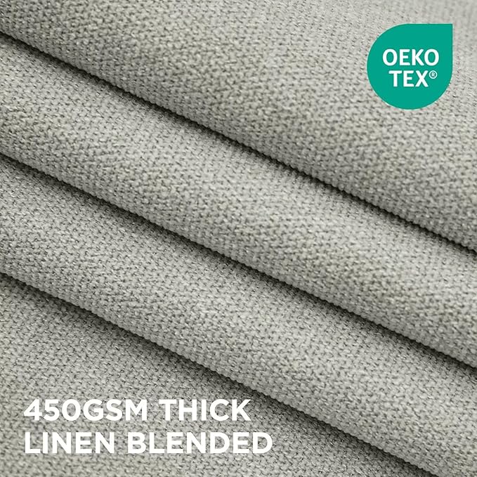 Joydeco Greyish White Pinch Pleated Thick Linen Curtains 90 Inch Long 2 Panel Set for Living Room, Double-Faced Curtain for Bedroom, Back Tab Blackout Drapes with Adjustable Hooks (40”W x90”L)