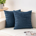 Pack of 2 Corduroy Decorative Throw Pillow Covers 20x20 InchSoft Boho Striped Pillow Covers Modern Farmhouse Home Decor for Sofa Living Room Couch Bed（Teal）