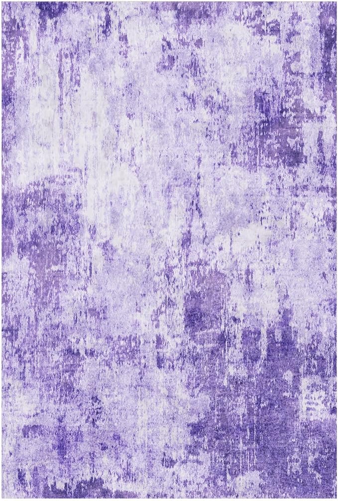 Washable Area Rugs 2'x6' Non-Slip Modern Abstract Soft for Living Room Entryway Bedroom Nursery, Print Pattern, Purple Gray Pink White