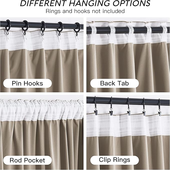 RYB HOME Camel Beige Velvet Curtains 90 inches, Soft Durable Drapes Room Darkening Privacy Window Treatment Farmhouse Decor for Apartment Sliding Glass Door, W52 x L90 inches, Set of 2