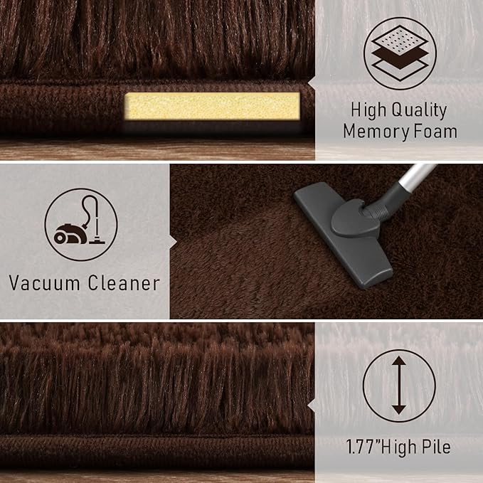 LOCHAS Ultra Soft Indoor Modern Area Rugs 2x6, Fluffy Living Room Carpets for Children Bedroom Home Decor Nursery Rug, Brown