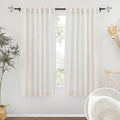 RYB HOME Semi Sheer Curtains 63 inch Length 2 Panels, Linen Textured Privacy Protect Window Drapes Soft Breathable Back Tab Window Curtains for Bedroom Living Room Decor, 52 W x 63 L, Linen