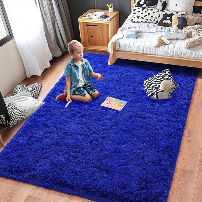 Rugs for Living Room 5x7, Soft Shaggy Modern Shag Area Rug for Bedroom, Upgrade Non-Slip Plush Fluffy Carpet for Kids Boys Girls Room Home Decor Aesthetic, Royal Blue
