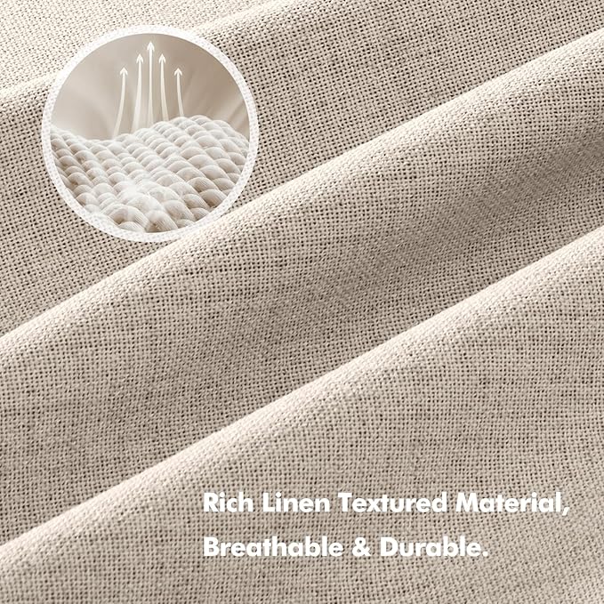 MIULEE 100% Blackout Linen Curtains for Bedroom, Natural Solid Luxury Decor Thermal Insulation Room Darkening Drapes for Living Room Nursery Back Tab Rod Pocket 42 x 72 Inches, 2 Panels