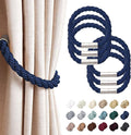 NICEEC 6 Pack Strong Magnetic Curtain Tiebacks Modern Simple Style Drape Tie Backs Convenient Decorative Weave Rope Curtain Holdbacks for Thin or Thick Home & Office Window Draperies (Royal Blue)