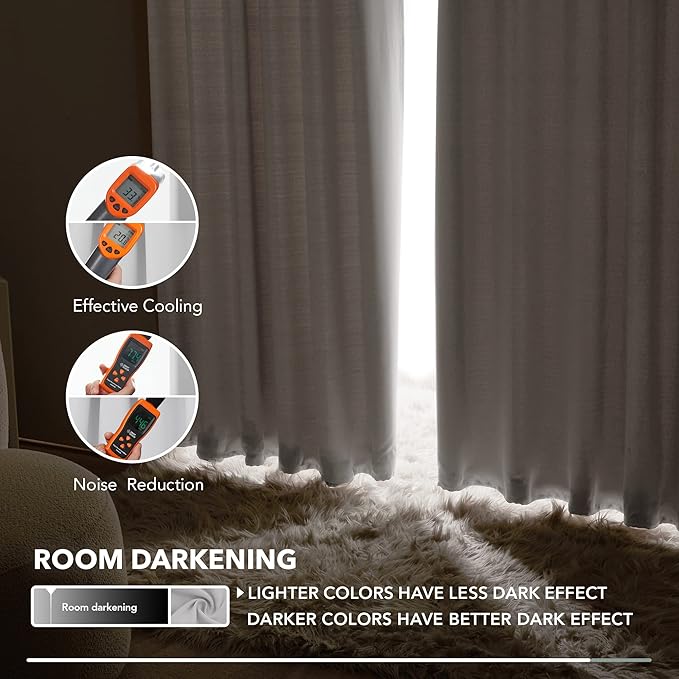 Deconovo Blackout Curtains Back Tab and Rod Pocket Thermal Insulated Curtain Penels for Sliding Door 52Wx108L Inch Greyish White 2 Panels
