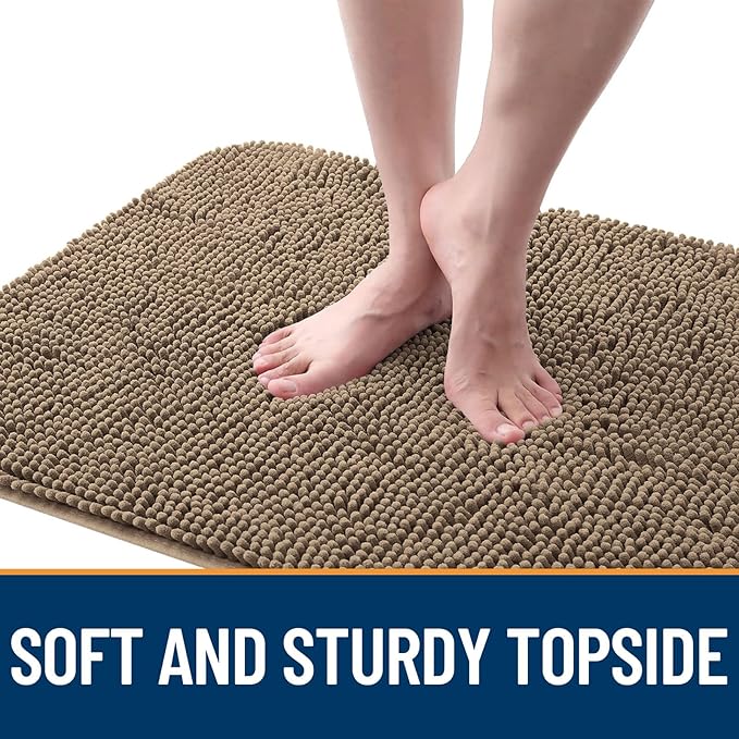 OLANLY Dog Door Mat for Muddy Paws 47x32, Absorbs Moisture and Dirt, Absorbent Non-Slip Washable Doormat, Quick Dry Chenille Mud Mat for Dogs, Entry Indoor Entryway Carpet for Inside Floor, Tan