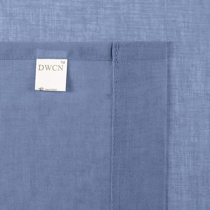 DWCN Sheer Curtains Semi Transparent Voile Rod Pocket Curtains for Bedroom and Living Room, Dusty Blue, 52 x 72 inches Long, Set of 2 Panels