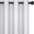 Deconovo Greyish White Curtains, Room Darkening Curtain, Thermal Insulated Soundproof Drapes, Silver Branch Print, 52 x 84 Inch Long, Grommet Window Panels for Living Room Bedroom Patio Door, Set of 2