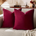 GIGIZAZA Velvet Pillow Covers 20x20: Pack of 2 Throw Pillows Soft Solid Covers - Burgundy Decorative Couch Small Cushion Covers Used for Chrismas Room Decor,Living Room,Bedroom,Sofa