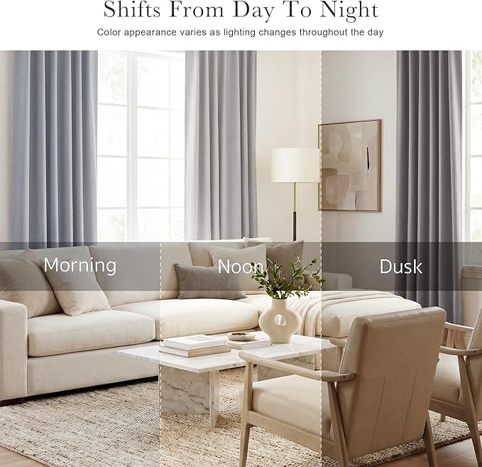PONY DANCE Blackout Curtains Thermal Insulated Window Treatment Panels Room Darkening Blackout Drapes for Living Room Back Tab/Rod Pocket Bedroom Draperies, 52x63 Inch, Silver Grey, 2 Panels
