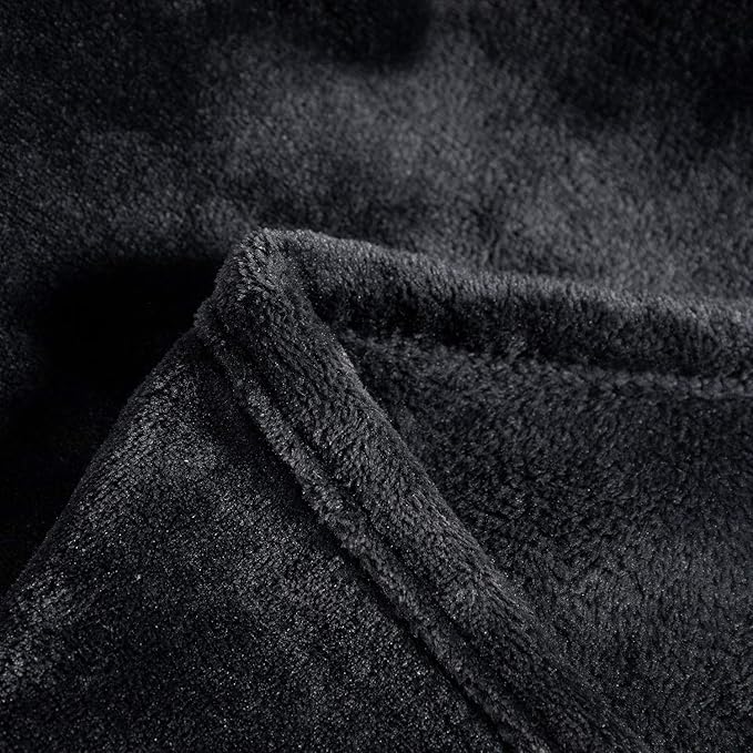 TASTHROW Large Flannel Fleece Throw Blanket, 50×70 Inch - Cozy Lightweight Thick Blanket - All Seasons Suitable for Women, Men and Kids (Two Pack, Black)