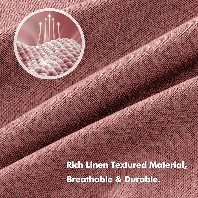 MIULEE 100% Blackout Linen Curtains for Bedroom, Dusty Rose Solid Luxury Decor Thermal Insulation Room Darkening Drapes for Living Room Nursery Back Tab Rod Pocket 42 x 90 Inches, 2 Panels