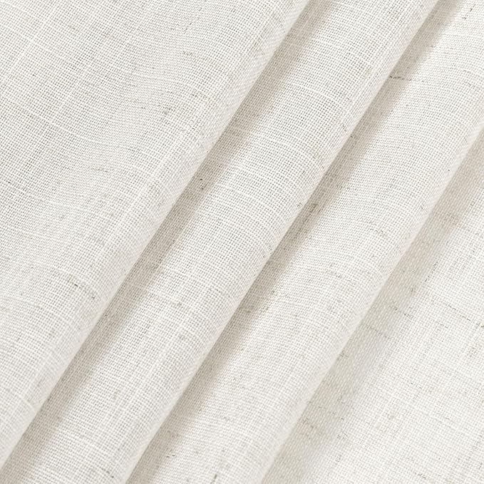 Nanspring Beige White Linen Curtains for Living Room 95 Inches Long Back Tab and Rod Pocket Light Filtering Semi Sheer Curtain Rustic Farmhouse Decor Luxury Drapes for Bedroom Office 52x95, 2 Panels