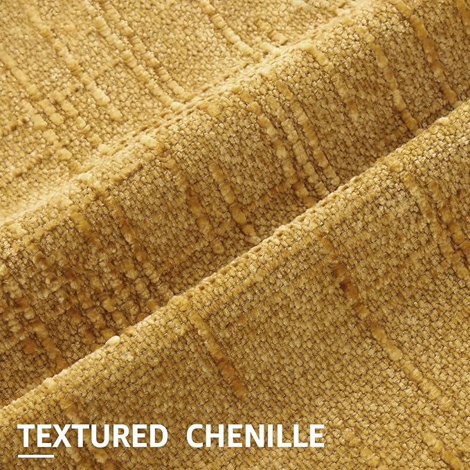 decorUhome Summer Mustard Yellow Chenille Euro Sham Throw Pillow Covers 22x22 Set of 2 Textured Cozy Slubby Couch Pillow Covers Modern Farmhouse Boho Decorative Pillow Cases for Bed Sofa Living Room
