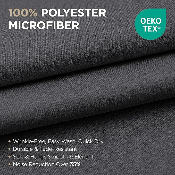 Joydeco Blackout Curtains 95 Inches Long 1 Panel, Thermal Insulated Long Curtains& Drapes 1 Piece, Room Darkening Grommet Drapes for Living Room Bedroom Window (W70 x L95 Inch, Dark Grey)