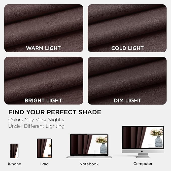 Joydeco Blackout Curtains 108 Inch Length 2 Panels Set, Thermal Insulated Long Curtains& Drapes 2 Burg, Room Darkening Grommet Drapes for Living Room Bedroom Window (W52 x L108 Inch, Chocolate)