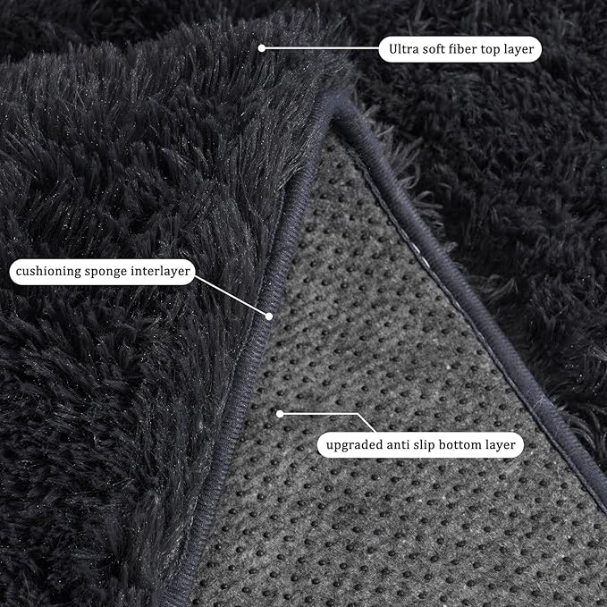 Rugs for Living Room 5x7, Soft Shaggy Modern Shag Area Rug for Bedroom, Upgrade Non-Slip Plush Fluffy Carpet for Kids Boys Girls Room Home Decor Aesthetic, Charcoal Gray