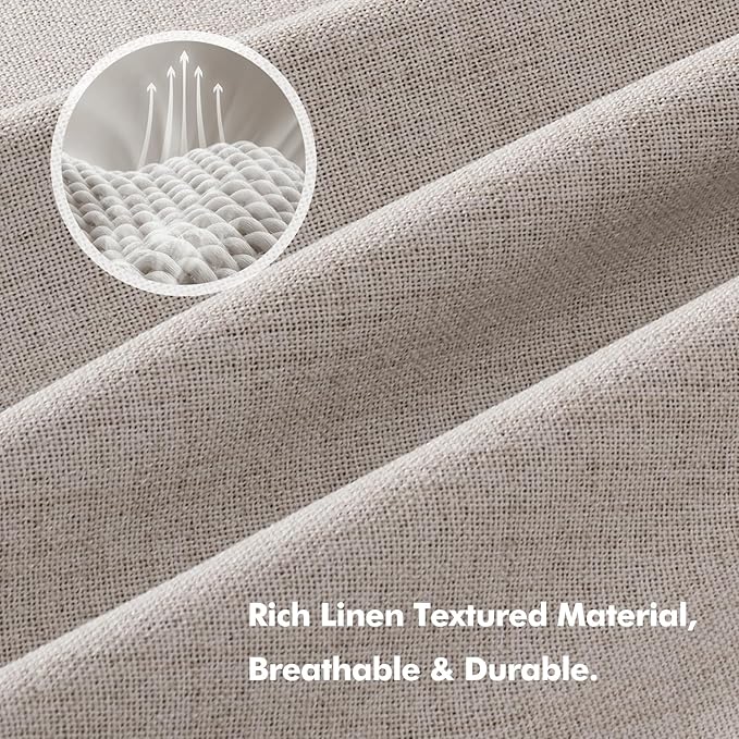 MIULEE 100% Blackout Linen Curtains for Bedroom, Ivory Solid Luxury Decor Thermal Insulation Room Darkening Drapes for Living Room Nursery Back Tab Rod Pocket 42 x 63 Inches, 2 Panels