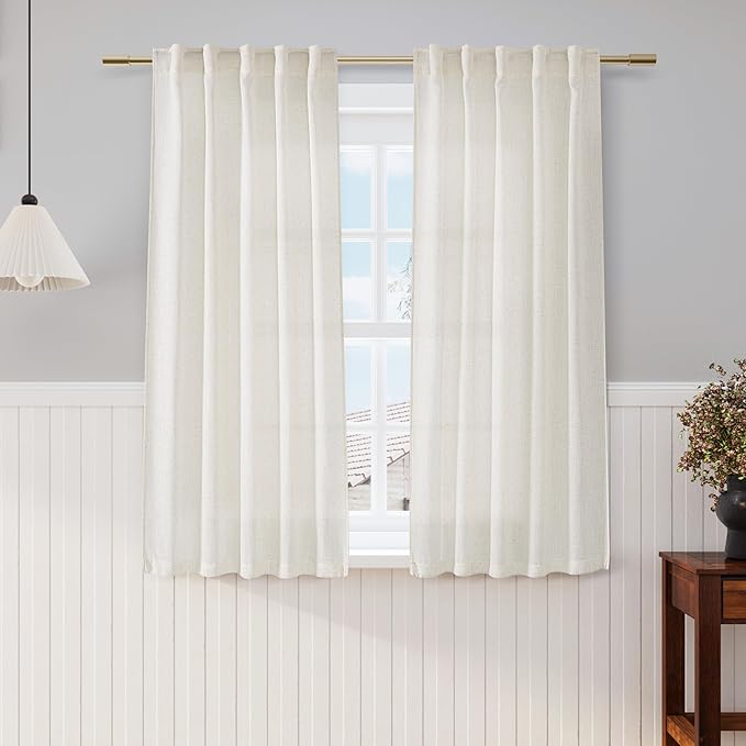 Nanspring Cream Cafe Curtains 54 Inch Length Set Back Tab Rod Pocket for Bedroom Living Room Kitchen Energy Efficient Window Treatment Basement Farmhouse Decor 36x54,2 Panels