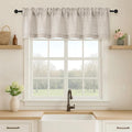 OVZME Valance for Windows, Light Filtering Faux Linen Textured Small Short Valance Kitchen Curtain, Dual Rod Pocket Top Short Window Curtain for Bathroom Basement Farmhouse, 52Wx14L Inch, Linen Color
