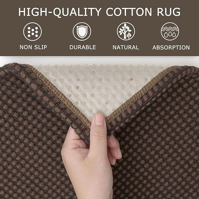 KOZYFLY Extra Long Runners for Hallways 3x16 ft Washable Kitchen Runner Non Slip Rubber Backed Hallway Rug Cotton Entryway Runner Rug Floor Carpet for Indoor Hall, Kitchen, Stair, Reddish Brown/Coffee