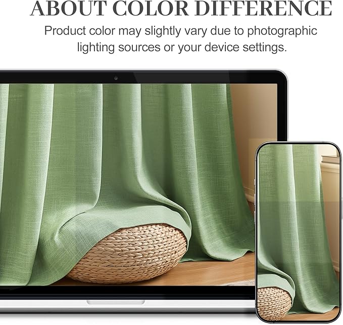 Sage Green Pinch Pleated Curtains 96 Inches Long for Living Room, Semi Sheer Privacy Linen Curtain Memory Trained Modern Back Tab Drapes with Rings for Farmhouse Dining Room, 2 Panels, W40xL96