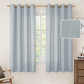 LAMIT Faux Linen Curtains for Bedroom, Grommet Thick Linen Drapes Light Filtering Privacy Sheer Window Curtains for Living Room, Set of 2 Panels (52 x 63 Inch, Haze Blue)