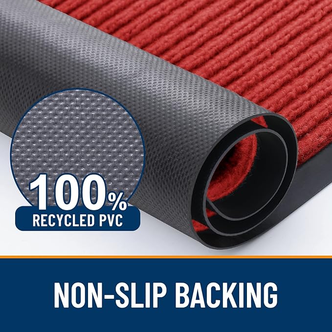 OLANLY Front Door Mat Indoor Outdoor Entrance, 2-Pack 33 x 21 Inch, Waterproof Heavy Duty Doormat, Fade Resistant, Low Profile, Easy Clean Patio Porch Welcome Floor Mats for Entry, Red