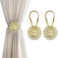 Magnetic Tiebacks for Curtains, 2 Pack Sparkling Crystal Flower Curtain Tiebacks Curtain Buckle Clips with High-Elastic Spring Wire for Home Office Decoration (Yellow & White)