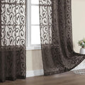 OWENIE Furman Chocolate Sheer Curtains 96 inches Long for Bedroom Living Room 2 Panels Set, Light Filtering Sheer Curtain with Elegant Clip Jacquard, Rod Pocket Window Treatments, 2 Pcs = 80" Width