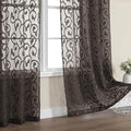 OWENIE Furman Chocolate Sheer Curtains 84 inches Long for Bedroom Living Room 2 Panels Set, Light Filtering Sheer Curtain with Elegant Clip Jacquard, Rod Pocket Window Treatments, 2 Pcs = 80" Width