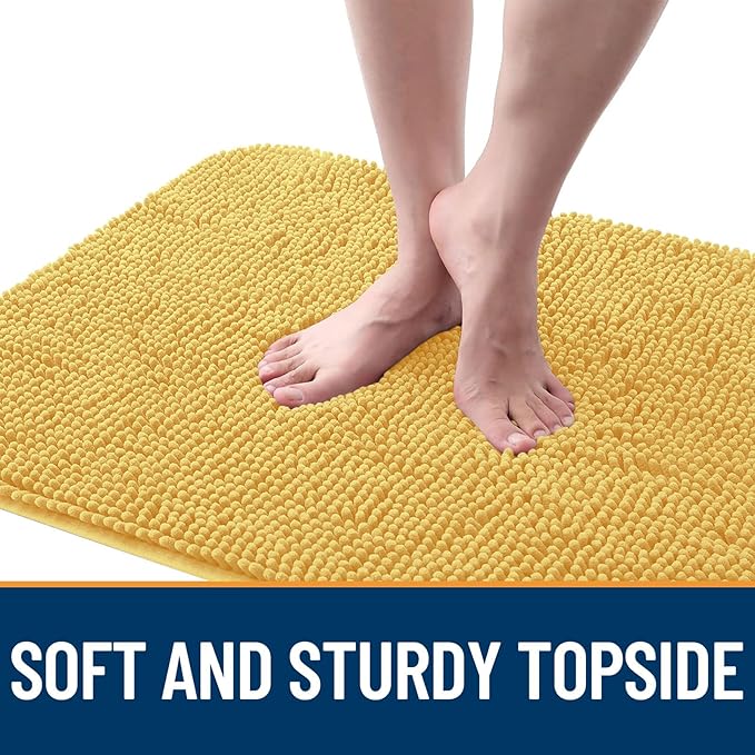 OLANLY Dog Door Mat for Muddy Paws 70x32, Absorbs Moisture and Dirt, Absorbent Non-Slip Washable Doormat, Quick Dry Chenille Mud Mat for Dogs, Entry Indoor Entryway Carpet for Inside Floor, Yellow