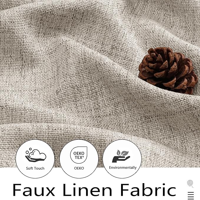 Valances for Windows, Light Filtering Faux Linen Textured Small Short Valance Curtains for Bathroom Basement Farmhouse, Rod Pocket Top Half Curtains for Windows, Linen 52Wx12L Inch