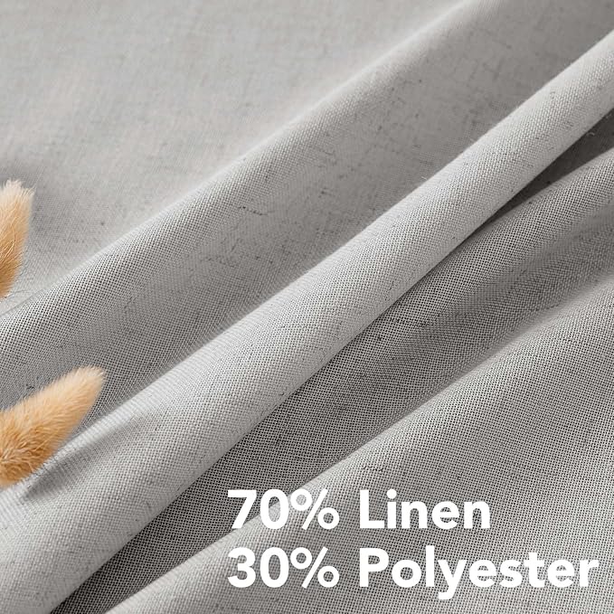 H.VERSAILTEX 63 inch Linen Semi Sheer Curtains for Living Room/Home Decorative Rich Natural Linen Curtains for Bedroom/Laundry - 2 Panels - Elegant Nickel Grommet Top - 52x63 - Inch, Dove