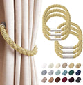 NICEEC 6 Pack Strong Magnetic Curtain Tiebacks Modern Simple Style Drape Tie Backs Convenient Decorative Weave Rope Curtain Holdbacks for Thin or Thick Home & Office Window Draperies (Gold)