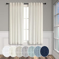 Natural Linen Curtains for Small Windows 38 Inch Wide 2 Panels Set Back Tab Pocket Short Skinny Narrow Mini Curtains for Bedroom Bathroom Basement Farmhouse Decor 38x45 Inch Length Ivory Cream Colored