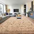 Pionblank 8x10 Rug for Living Room, Fuzzy Plush Large Area Rug, Fluffy Modern Shag Non Slip Soft Furry Carpet for Bedroom Kids Room Nursery Teens Dorm Home Decor, Camel