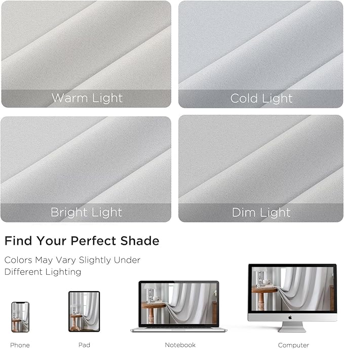 CUCRAF Grayish White Blackout Curtains 96 inch Length 2 Panels Set, Rod Pocket Room Darkening Drapes for Bedroom Living Room, Insulated Thermal Light Blocking Window Curtain (W52 x L96 Inch)