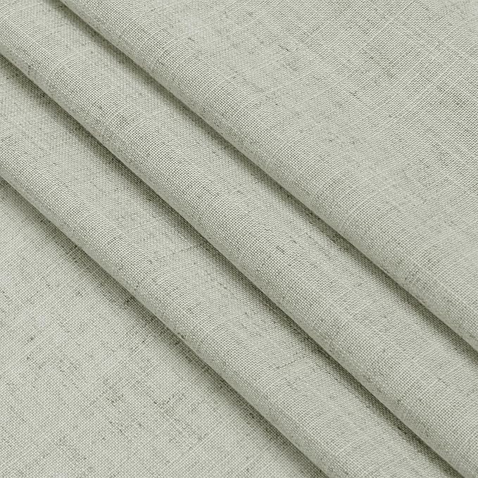 Sage Green Boho Curtains for Bedroom Back Tab Rod Pocket Semi Sheer Linen Curtains 90 Inches Long 2 Panel Set Light Filtering Neutral Green Farmhouse Curtain for Living Room 40x90