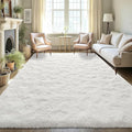 LOCHAS Ultra Soft Indoor Modern Area Rugs Fluffy Living Room Carpets for Children Bedroom Home Decor Nursery Rug 4x5.3 Feet, Cream