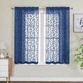 OWENIE Furman Sheer White Curtains 45 Inch Length 2 Panels Set for Living Room Bedroom Bathroom Window, Airy Jacquard Clip Short Curtains for Small Window, 40Wx45L inch