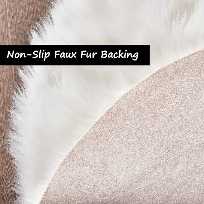 Goolela White Area Rug 5x7 Fluffy Fuzzy Furry Sheepskin Rug for Bedroom Living Room Faux Fur Shaggy Soft Washable Rectangle